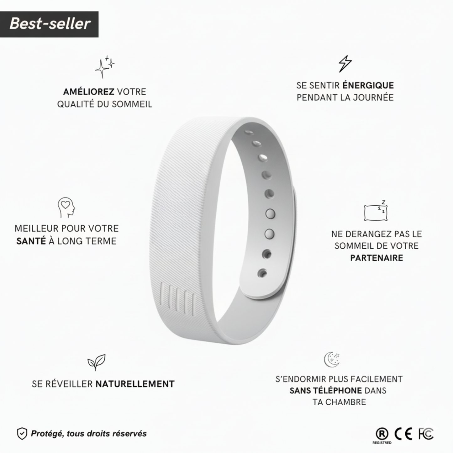 Réveil Vibrant 100 % efficace - blanc