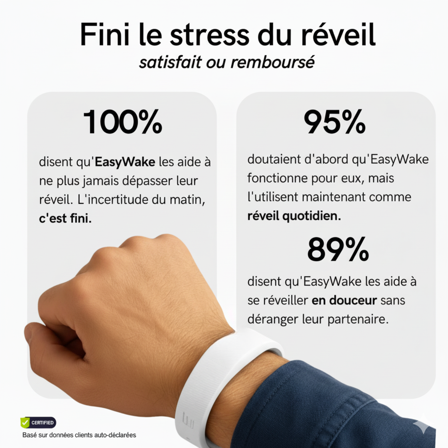 Réveil Vibrant 100 % efficace - blanc